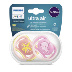 Avent 2 Chupetes Ultra Air Decorados 6-18 Meses Niña