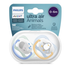 Avent 2 Chupetes Ultra Air Collection Animals 0-6M Niño